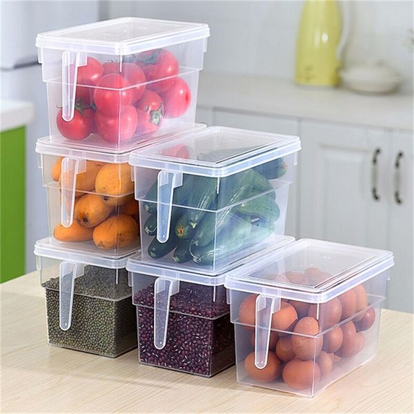 BPA-freie Küche Transparente Aufbewahrungsbox Körner Bohnen Lagerung Versiegelter Organizer Lebensmittelbehälter Kühlschrank Aufbewahrungsboxen 210315