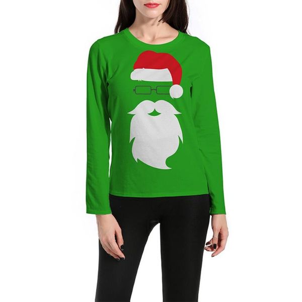 

women's hoodies & sweatshirts autumn winter women sweater wild round collar santa printed long-sleeved straight version of the bottom s, Black