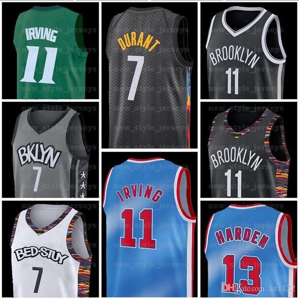 

7 kevin 11 kyrie 34 giannis irving antetokounmpo durant 13 harden brooklyn nets z10 ncaa basketball jerseys, Blue;black