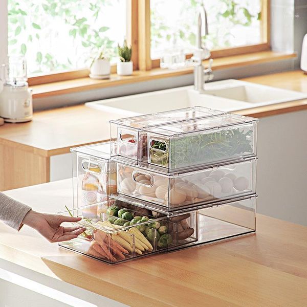 

storage bottles & jars 6pcs pet refrigerator drawer food box transparent er vegetable container kitchen cabinet organizer pantry holder
