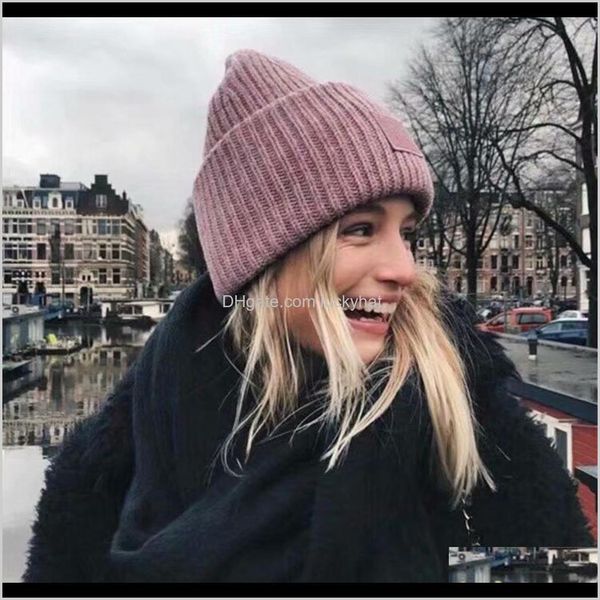 

ball hats scarves gloves fashion accessories drop delivery 2021 block embroidery beanieskull caps knitted cashmere thick warm couple lovers, Blue;gray