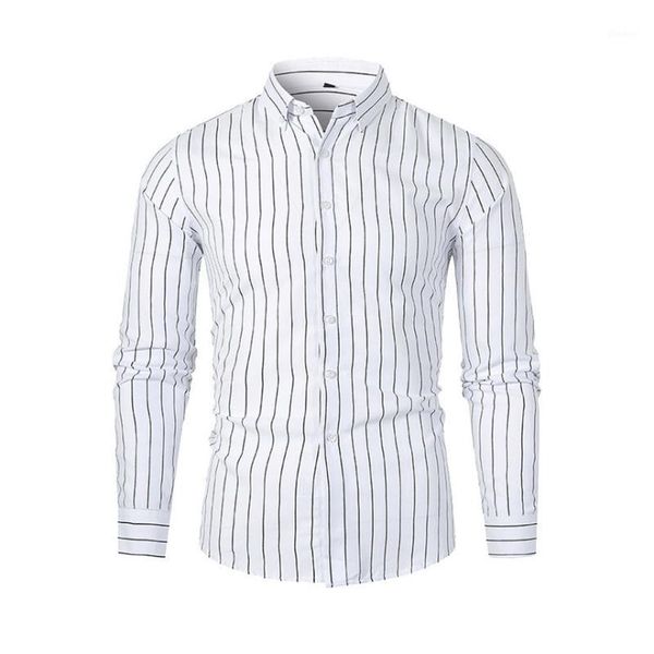 

klv shirts men's autumn winter casual slim striped long sleeve shirts beach blouse striped collar shirt leisure shirt1, White;black