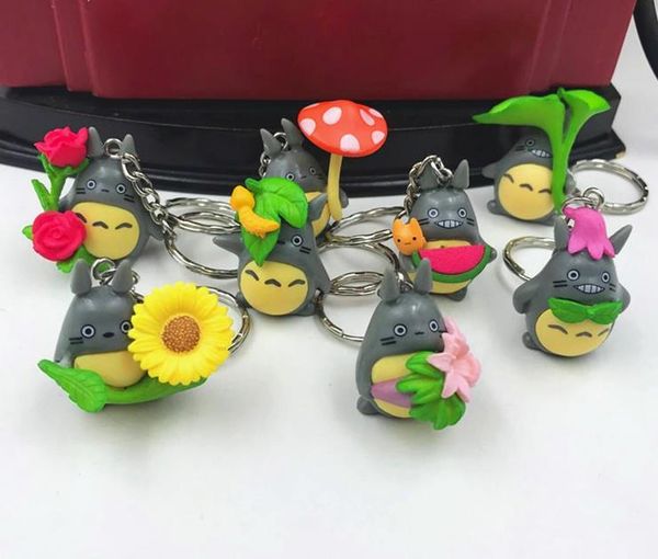 

keychains anime tonari no totoro keychain bag car key chain cat pendant figure keyring birthday gift mix 24pcs/lot wholesale high quality, Silver