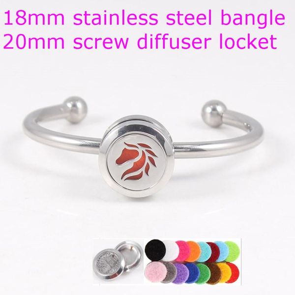 

bangle 18mm stainless steel snap button 20mm horse perfume locket screw aroma essential oil diffuser bracelet, Black