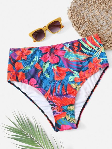 

plus floral print bikini bottom r2ca#, Black