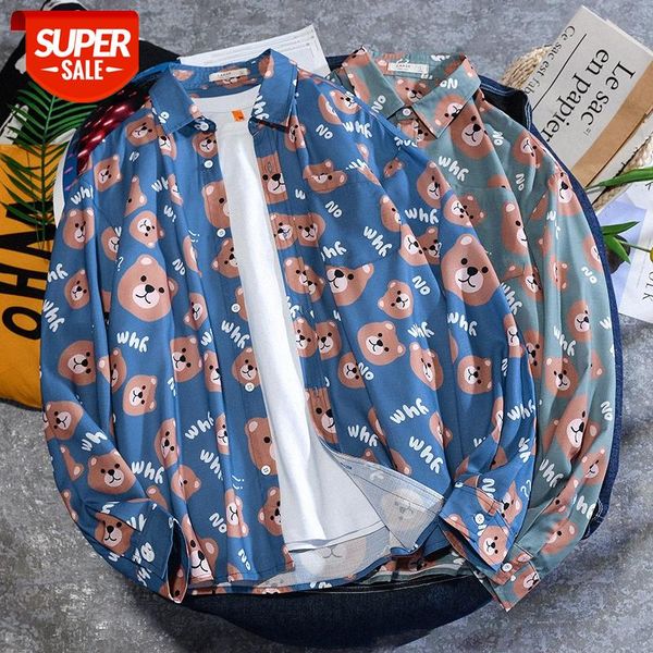 

hong kong style men's floral shirt retro loose digital printing long-sleeved #1b3e, White;black