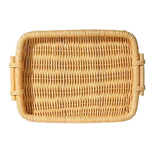

storage baskets bread basket for serving with side handles cracker tray woven fruit food trays dinner parties coffee