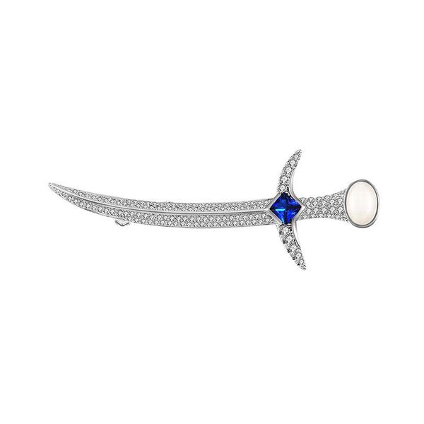 

pins, brooches 2021 trend personality copper brooch exquisite sword justice incarnation zircon pin jewelry gift high quality, Gray