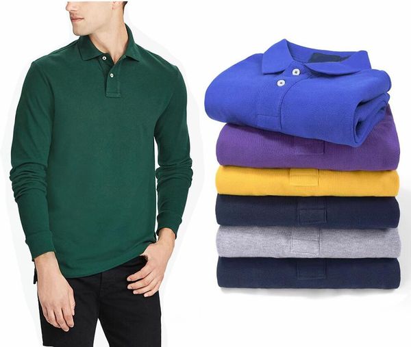 Erkekler Klasik Polo Gömlek Yüksek Kalite Casual Uzun Kollu Tee Gömlek Çok Renkli Bahar Erkek Tasarımcı Polos Moda Nakış Polo Kapüşonlular