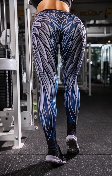 

women high waist workout yoga legging fashion wing printed yoga pants for women sport fitness leggings leggins mujer, White;red