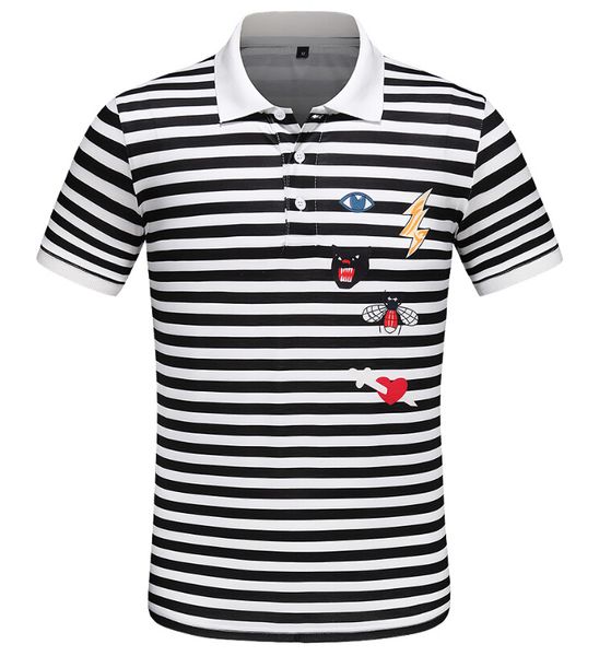 

2021 new men's fashion business casual polo shirt for men male 4ffq, White;black
