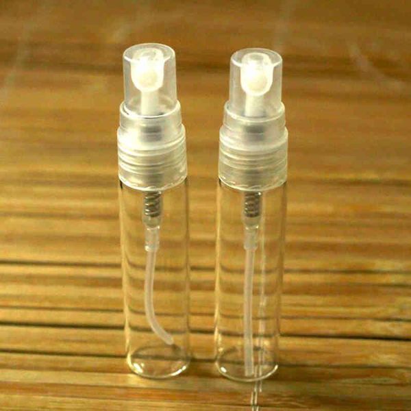 20 pcs 3ml / 2ml 5ml 10ml mini frasco de vidro claro de vidro vazio atomizador de perfume bonito para limpeza, viagem, óleos essenciais,