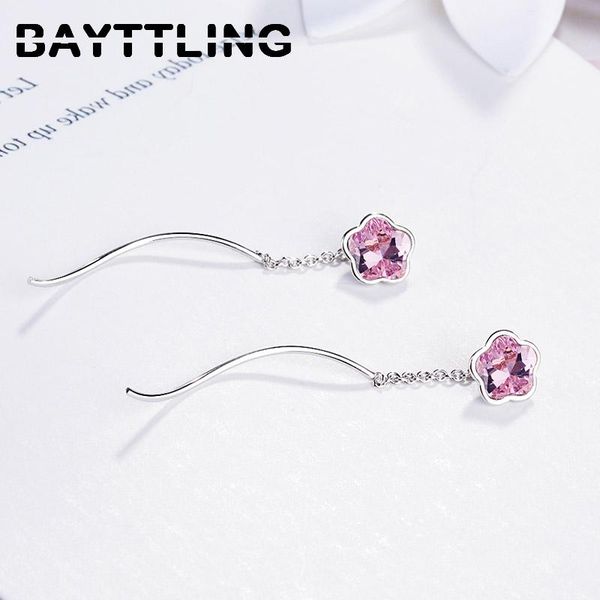 

dangle & chandelier bayttling 925 sterling silver 41mm fine multi-color flower zircon tassel wave drop earring for women fashion jewelry cou