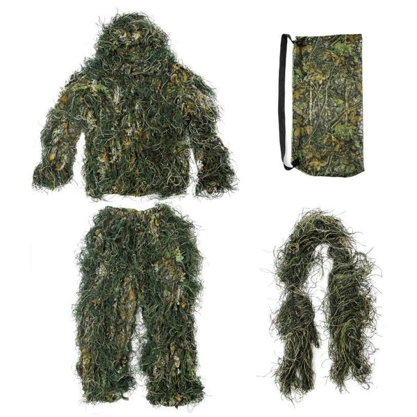 

3d hunting woodland adjustable size ghillie suit shooting sniper green clothes adults camo jungle multicam clothing