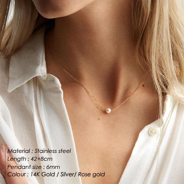 

pendant necklaces fashion women necklace pearl stainless steel gold sliver color jewelry for accessories girlfriend gift, Silver