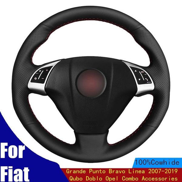 

steering wheel covers cover genuine leather faux for grande punto bravo linea 2007-2021 qubo doblo combo accessories