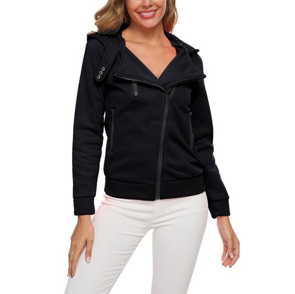 

women's jackets autumn plush jacket women casual ladies long sleeve outerwear zipper pocket soild baisc coat vintage clothes chaquetas, Black;brown