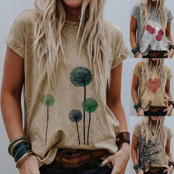 

women's t-shirt 5xl plus size summer round neck casual t shirts loose unique heart shaped faded shirt female fashion short sleeve tees, White