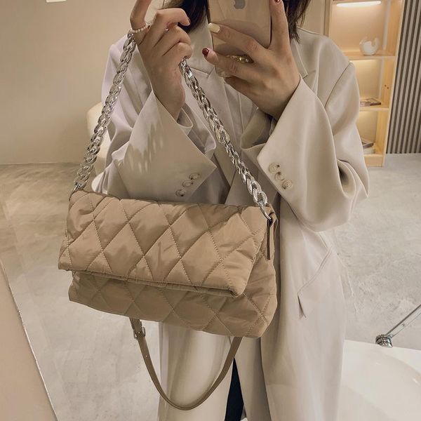 

evening bags lingge chain bag soft side one-shoulder diagonal cotton clothing 2021 female handbag
