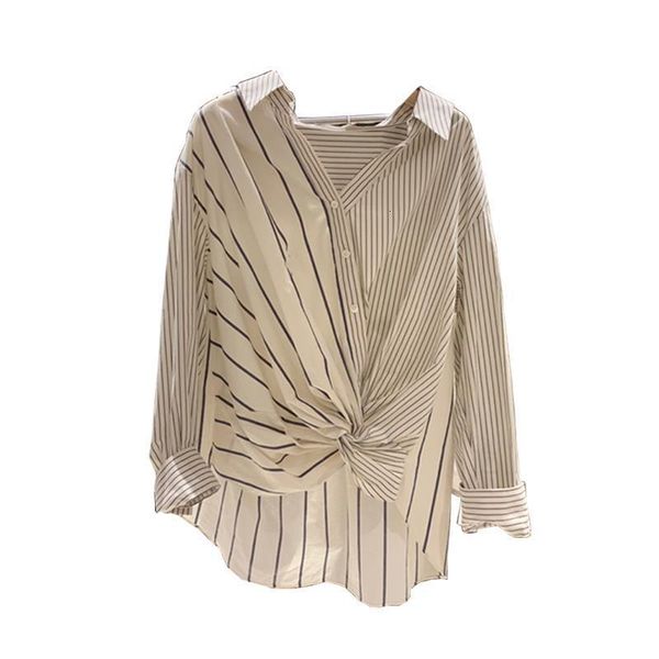 

ewq] korean style women shirts new 2021 spring cotton casual wild white ladies blouses and striped long sleeve women clothing