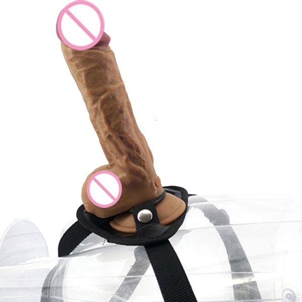 

massager simulated penis wearing leather pants masturbation device women's fun massage products anal plug