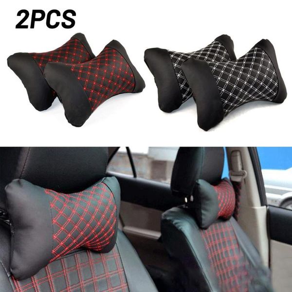 

seat cushions durable and practical 2pc universal suv car headrest neck pillow rest cushion mat set pu leather