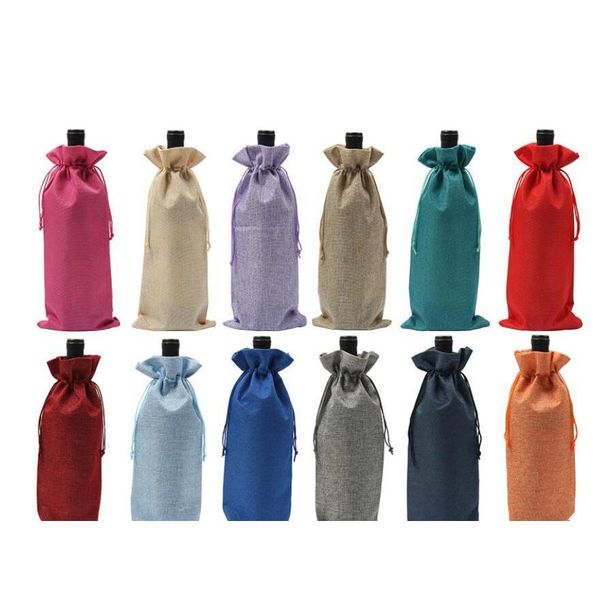 

jute wine bottle covers champagne wine blind packaging gift bags rustic hessian christmas wedding dinner table jllgfb insyard