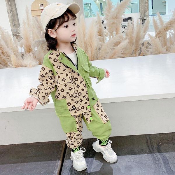 

clothing sets 2021 autumn spring toddler girls suits coat kids colored dots cotton jacket pant tracksuit outwear 2-8 year, White