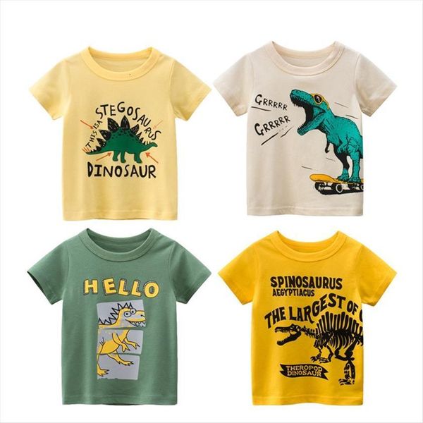 

yocute childrens clothing summer boys dinosaur printing cotton kids short sleeve t shirt fashion style toddler wear, Blue