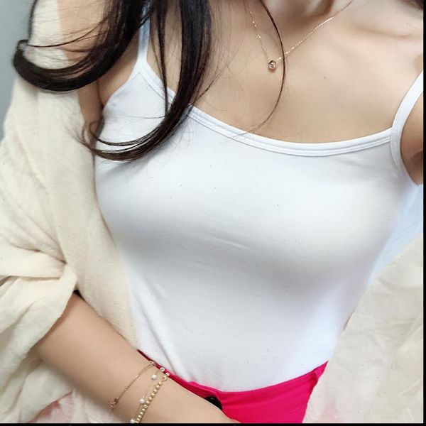 

2021 fashion women solid summer lower cut for ladies fitness vest sleeveless cotton casual tank female slim, White