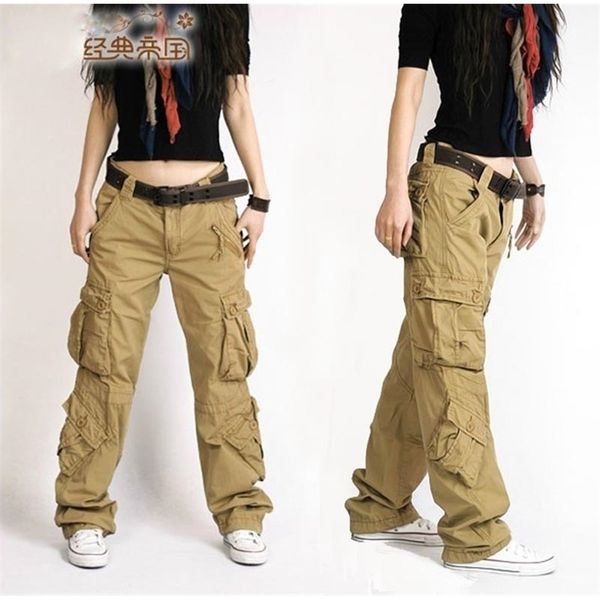 Moda stile autunno-estate pantaloni larghi hip-hop jeans larghi cargo per donne ragazze gratis 211115