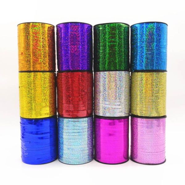 

party decoration wedding room birthday layout 500 yards ( about 455meters) laser ribbon colorful ribbons balloon rope, event supplies