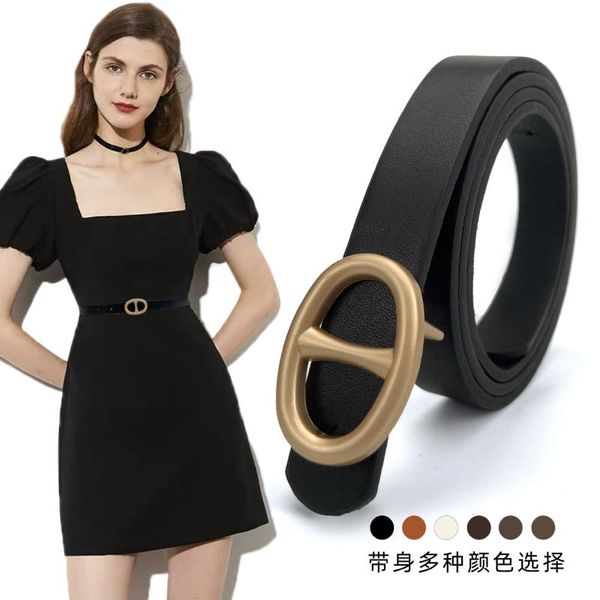 

belts 2021 women's contracted joker fine gold pu belt buckle jeans skirt suit cowboy designer women waist, Black;brown