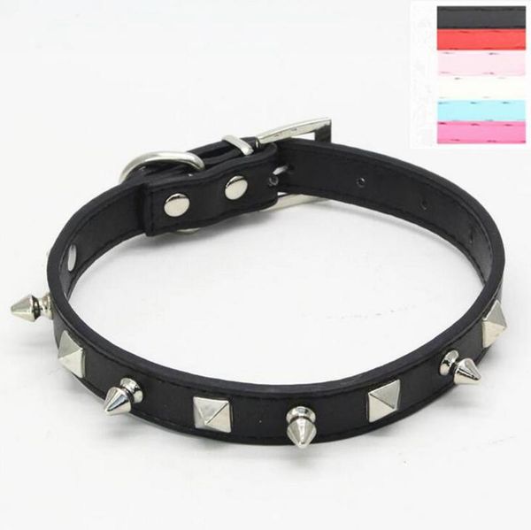 

spiked studded pu leather pet dog collars for small large dog 6 colors xs s m l