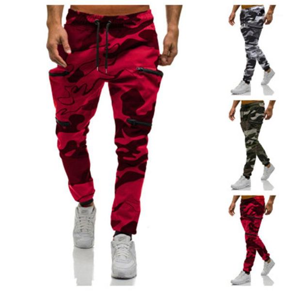 

casual slim sports trousers mens camouflage cargo pants fashion trend fitness hip hop pencil pants spring male new drawstring skateboard, Black