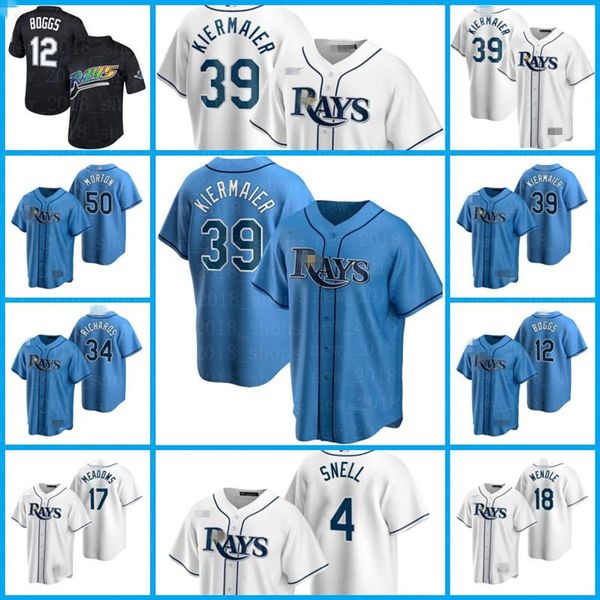 

tampa bay rays jersey 39 kevin kiermaier 12 wade boggs baseball ji-man choi blake snell brandon lowe custom manuel margot, Blue;black