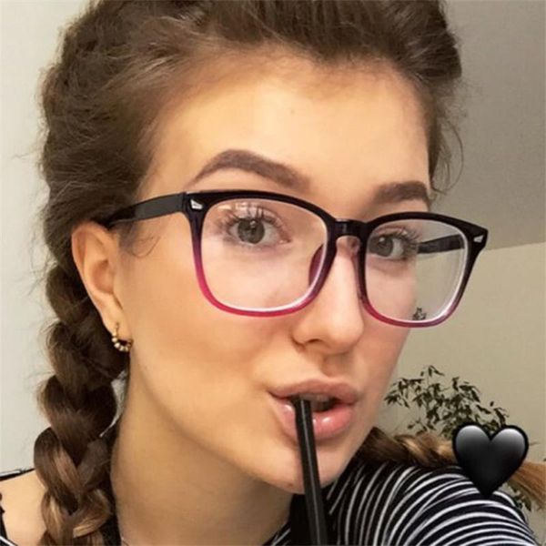 

fashion sunglasses frames square rays gradient transparent glasses men women fake vintage optical myopia eyeglasses ladies eyewear, Black