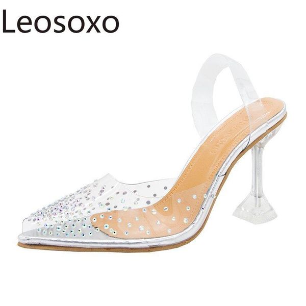 

sandals summer shoes fashion plastic women transparent ankle high heels block party woman, Black