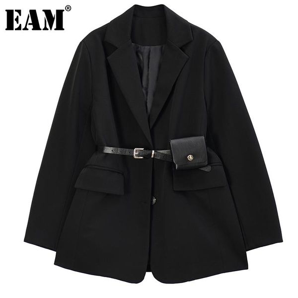 

women's suits & blazers [eam] women black oversized with belt blazer lapel long sleeve loose fit jacket fashion tide spring autumn 2021, White;black
