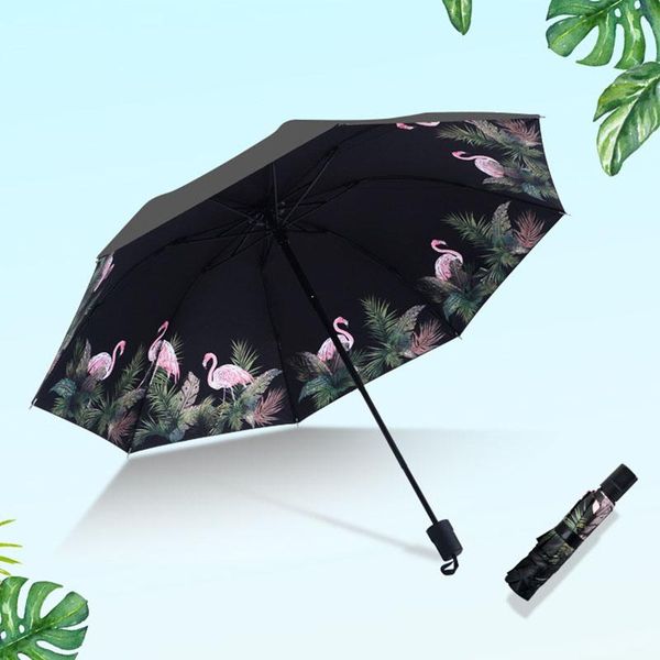 

umbrellas portable mini umbrella women sunscreen anti-uv paraguas rain flamingo print summer sombrilla ombrelle chinoise