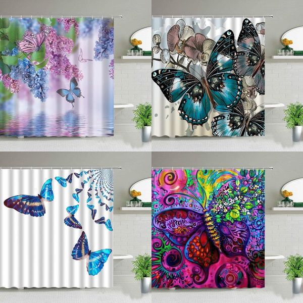 

shower curtains beautiful butterfly panda curtain light blue bathroom african decor
