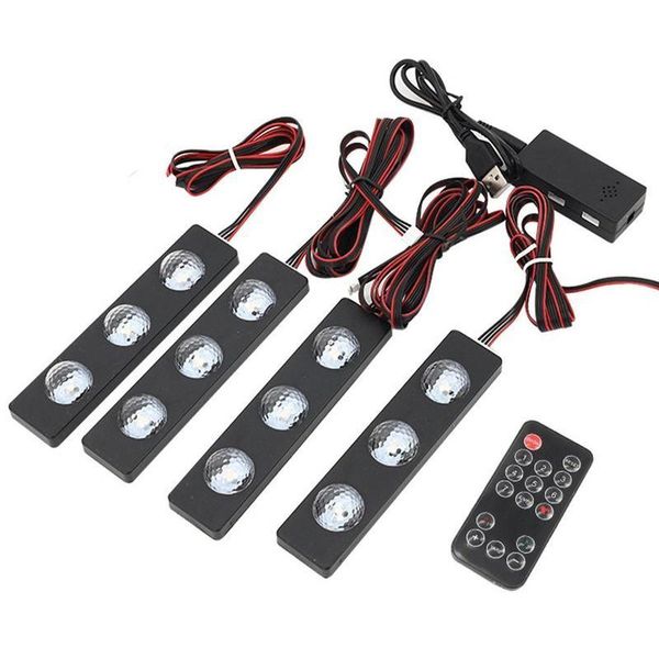 

led car decoration light with usb wireless remote control voice control colorful voice atmosphere light