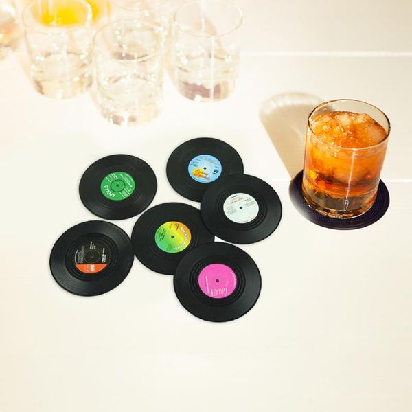 

mats & pads 6pcs record table creative coffee drink placemat for spinning cd drinks coasters fashion nonslip