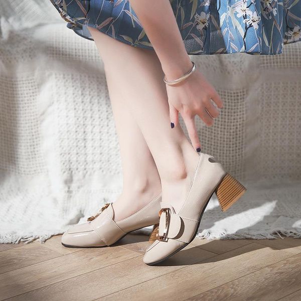 

ghjiol women casual shoes black metal buckle women pump slip-on party wedding office ladies casual shoes chaussures femme