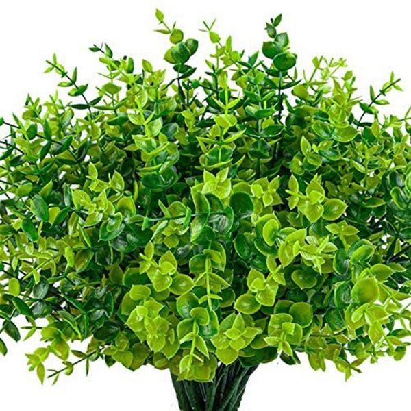 

24 pack artificial greenery outdoor plants plastic boxwood shrubs stems for home farmhouse garden office wedding