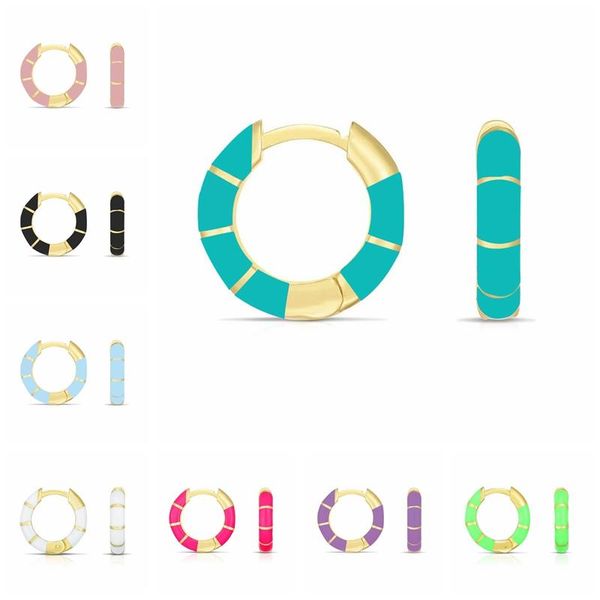 

hoop & huggie mc 925 sterling silver ear hoops candy color enamel earrings for women macaron sweet cute lovly girly luxury pendientes, Golden;silver