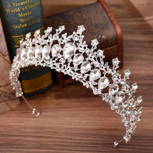 

hair clips & barrettes green crystal bridal tiaras wedding crowns for bride baroque rhinestone pageant diadem headband women accessories jew, Golden;silver