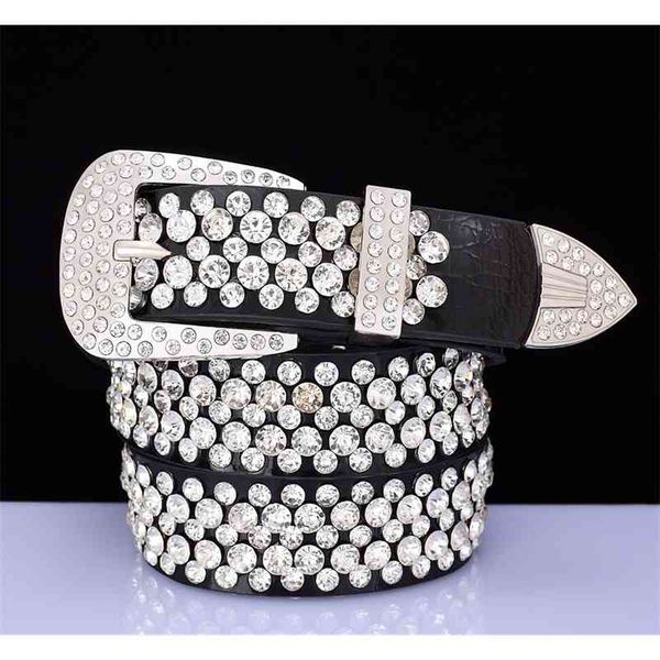 

designer belts 2023 fashion rhinestone genuine leather belts for women punk black and red luxury two layer cowhide waist for jeans waistband, Silver