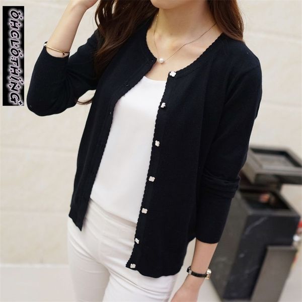 

ohclothing short design thin cardigan women's cutout sunscreen air conditioning shirt sweater knitted outerwear small cape 210918, White;black