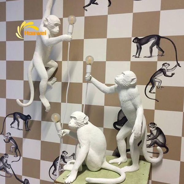 

nordic monkey led wall lamp modern creative wall light living room rotation loft stair indoor light fixtures hanging lamps